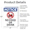 Signmission No Food Or Drink, 7 in W x Rectangle, Aluminum OS-2PACK-NS-A-710-V-14609 - alternate 4